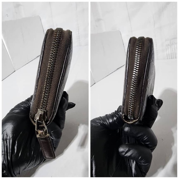Authentic Gucci Signature Continental Zip Around Leather Wallet Chocolate Brown - Picture 4 of 13